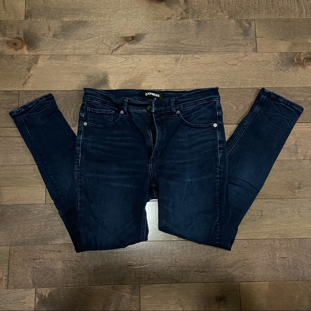 Express High Rise Skinny Jeans - Dark Blue wash - size 8S